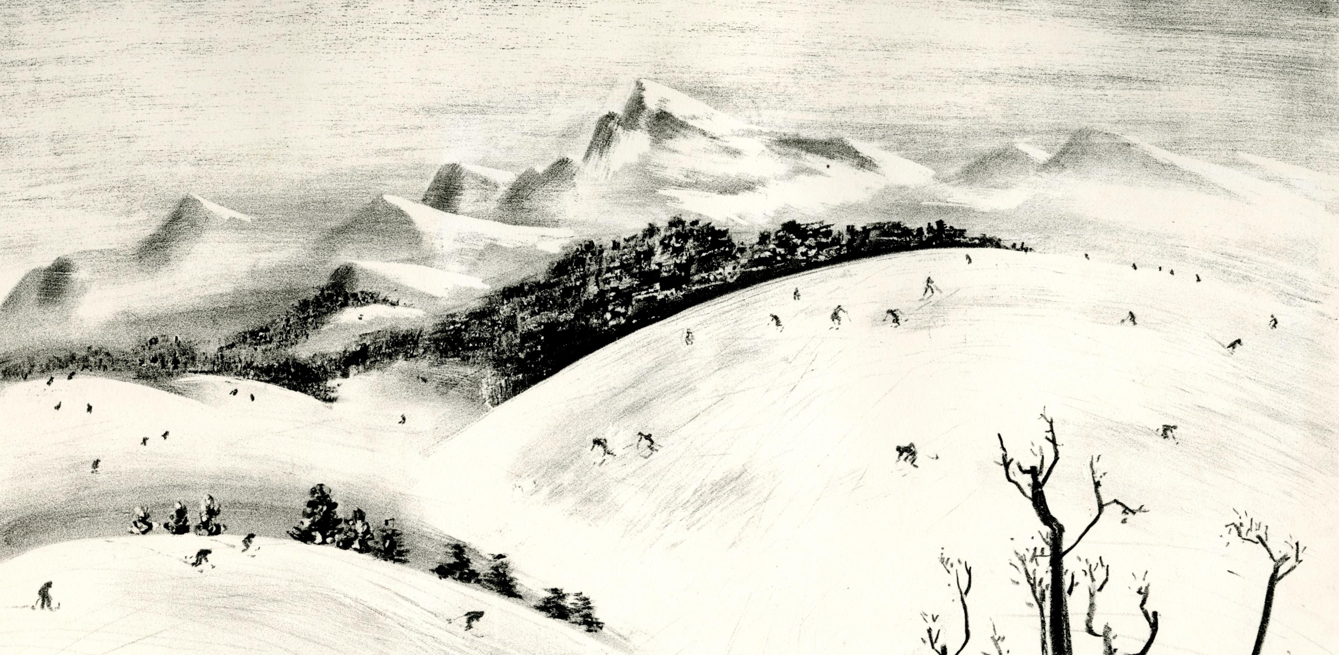 Skiers - American Modern Print by Adolf Arthur Dehn