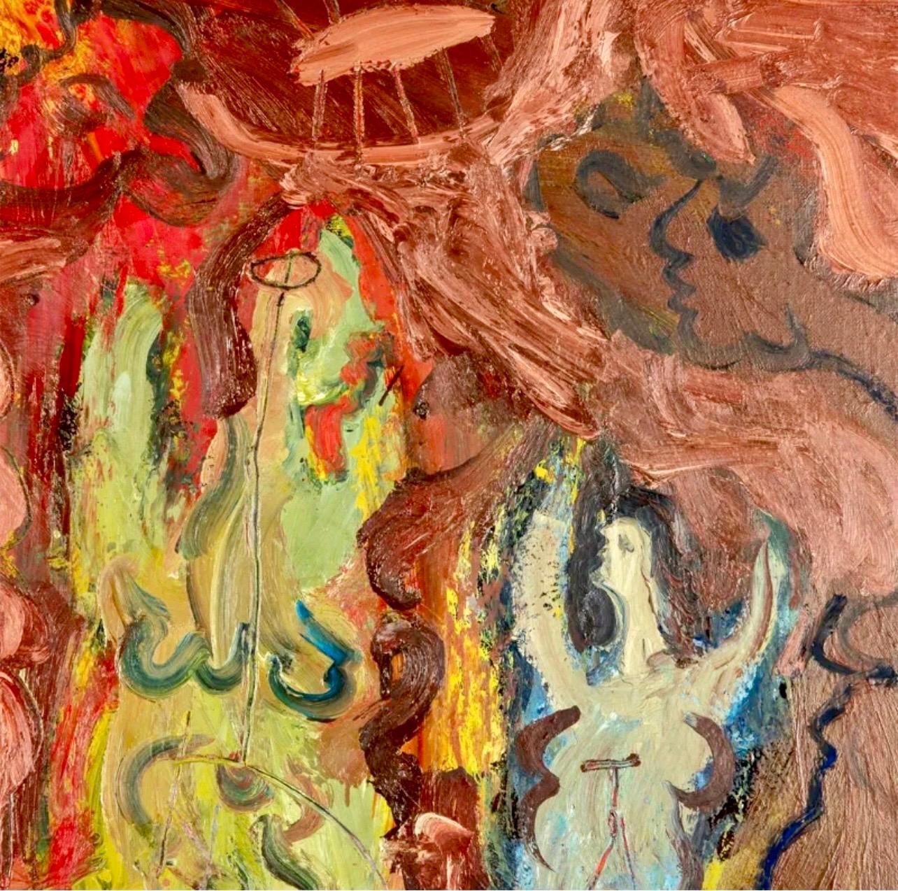 Large  Peinture figurative abstraite expressionniste texturée Adolf Benca en vente 1