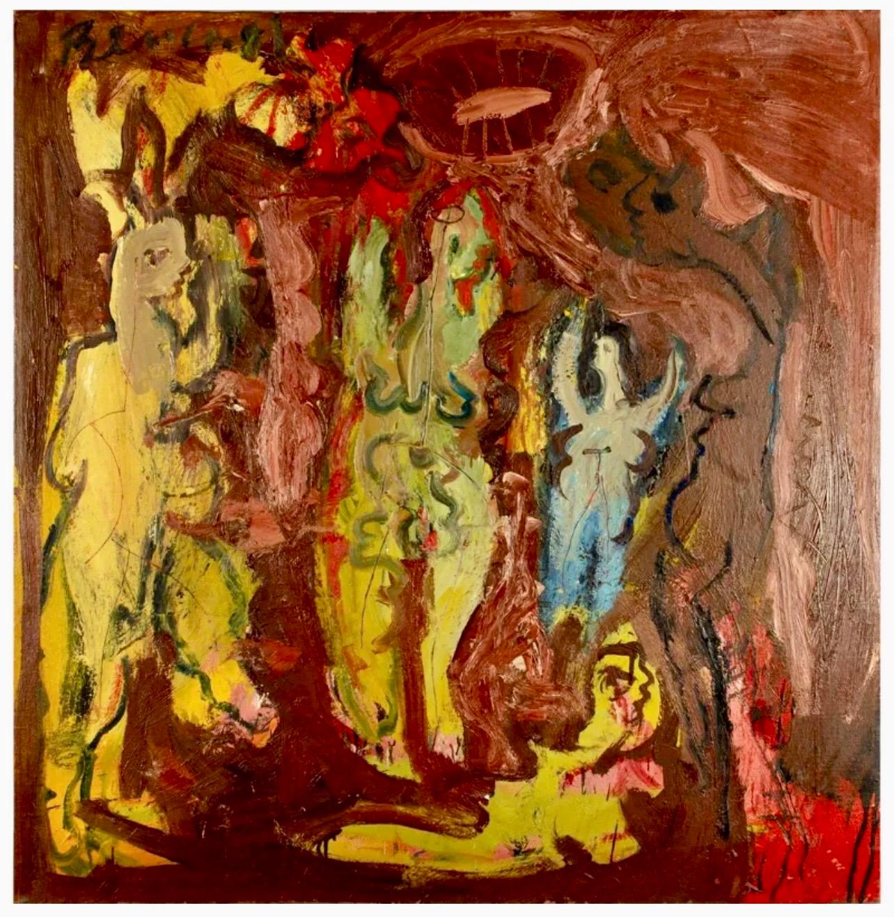 Large  Figurative Abstract Expressionist Textured Painting Adolf Benca