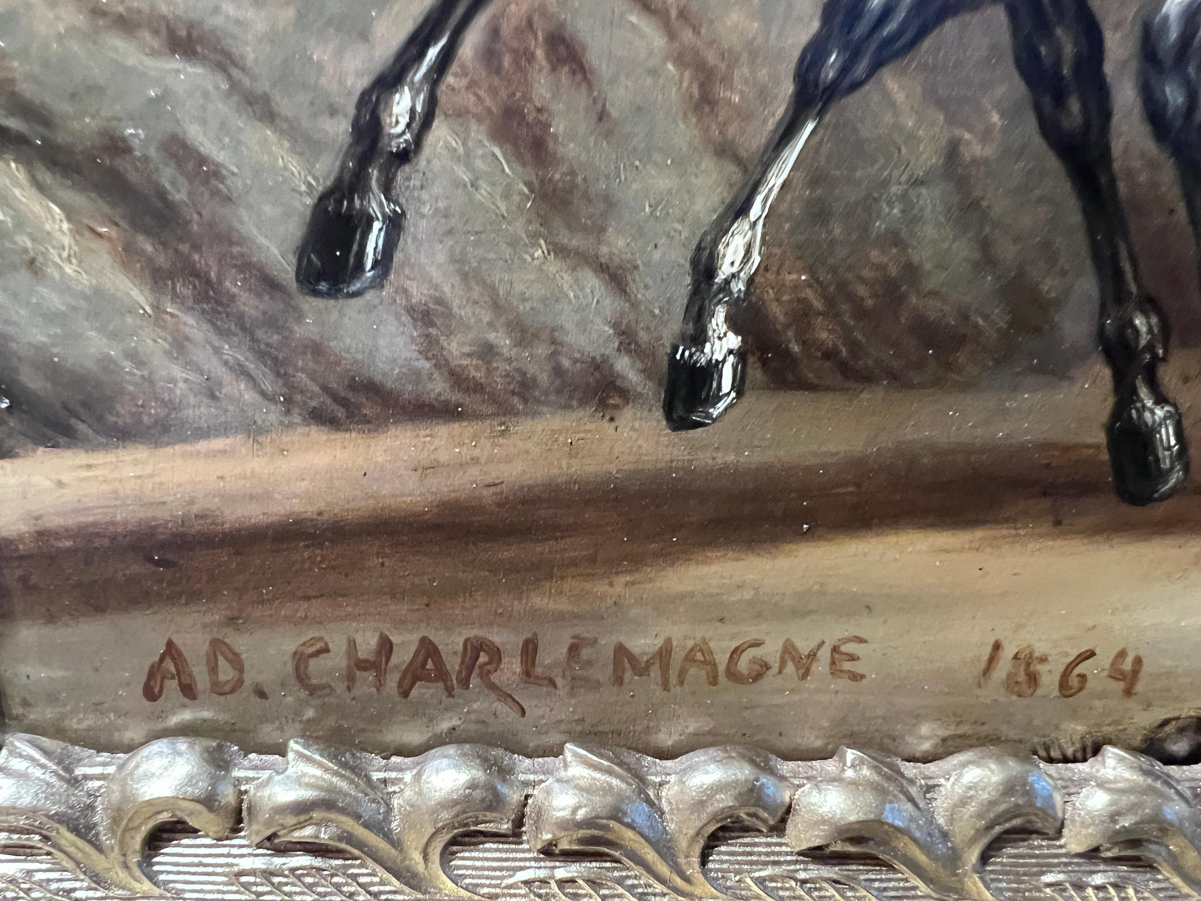 ADOLF CHARLEMAGNE 1826-1901 Académie impériale, peinture à l'huile originale ancienne de 1864 en vente 7