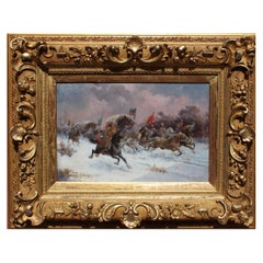 Adolf Constantin Baumgartner Stoiloff Oil on Board Cossacks Warriors on Horsback