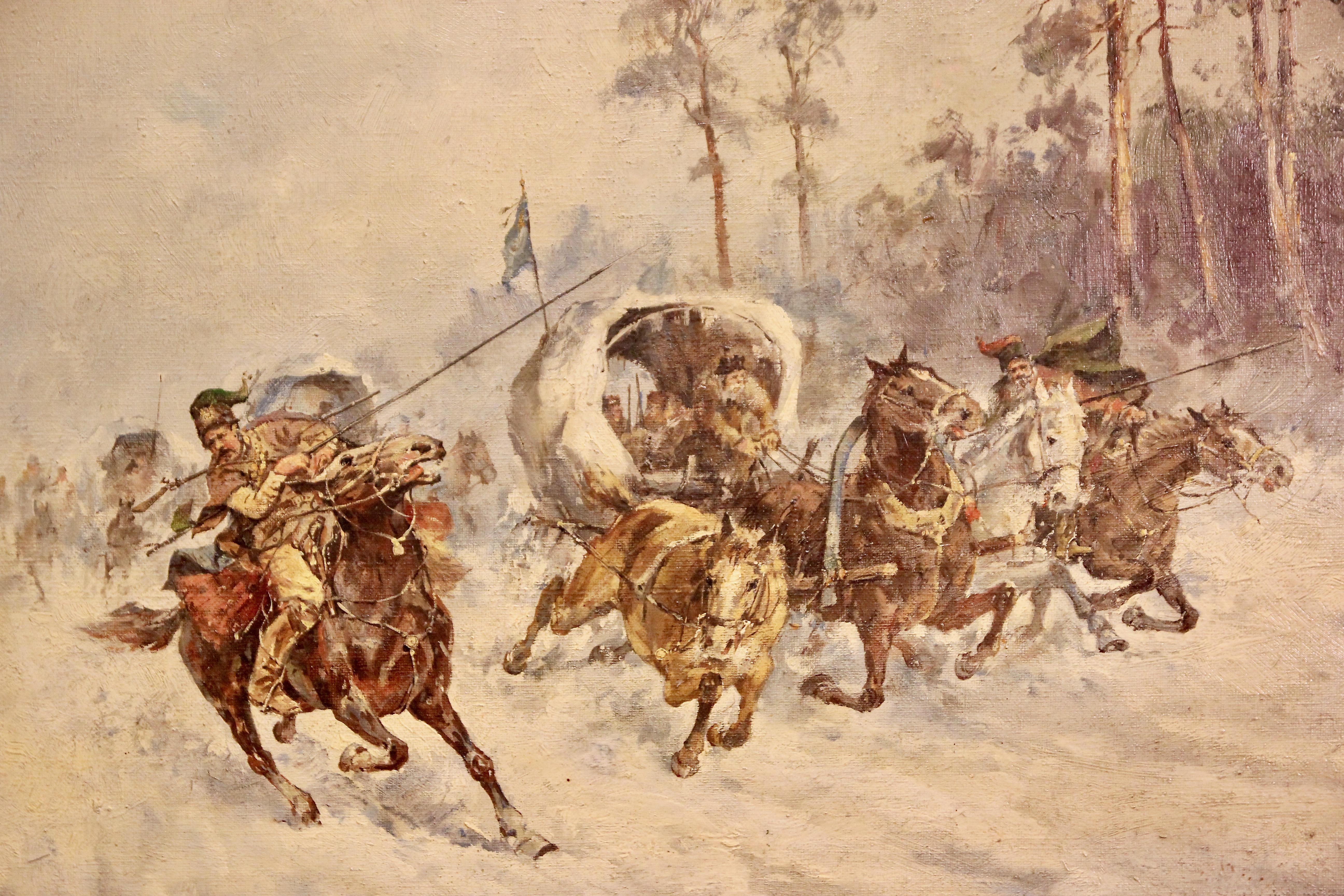 Adolf Constantin Baumgartner-Stoiloff, Winterlandschaft, russische Reiter, Cossack 2