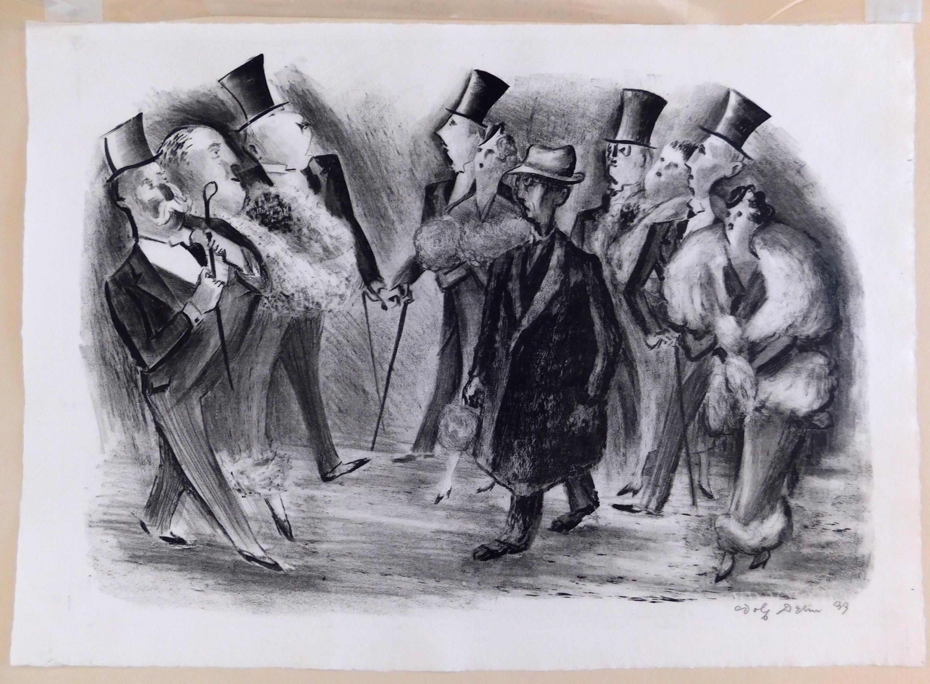 Orignal pencil signed lithograph by Adolf Arthur Dehn (1895-1968).
Titled “Easter Parade” and created 1933.
Lumsdaine/O'Sullivan 270. Edition 300, Contemporary Print Group. 
Image size 9 7/8 x 13 7/8 inches. Sheet size 11 5/16 x 15 3/4