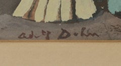 Adolf Dehn - Haitian Scene #7 Signed Mid Century modern painting, Assoc AA label