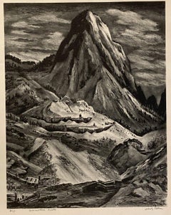 Adolf Dehn, Commodore Peak, 1940-42, litografía de mediados de siglo de una montaña de Colorado