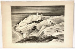 Adolf Dehn, Gay Head Cliffs, 1935, mid-century lithograph, Martha's Vineyard, MA