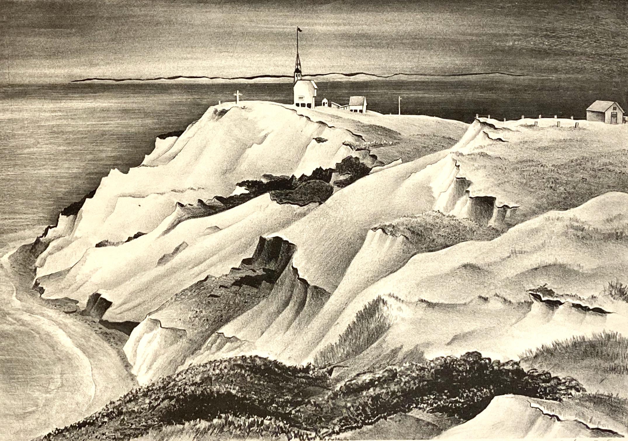 Adolf Dehn, Gay Head Cliffs, 1935, mid-century lithograph, Martha's Vineyard, MA For Sale 2