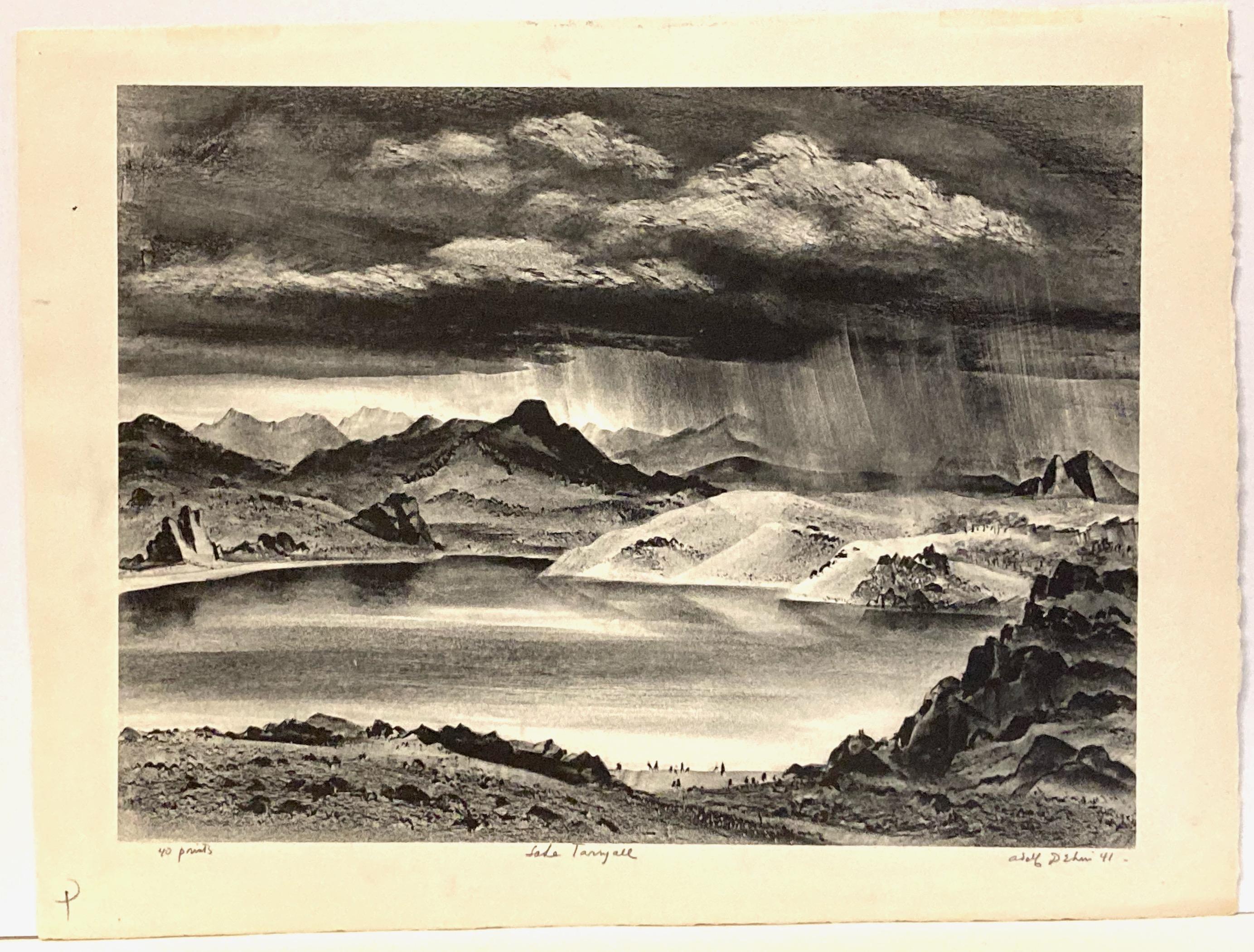 Adolf Dehn, Lake Tarryall, 1941 mid-century lithograph of Colorado mountain lake For Sale 1