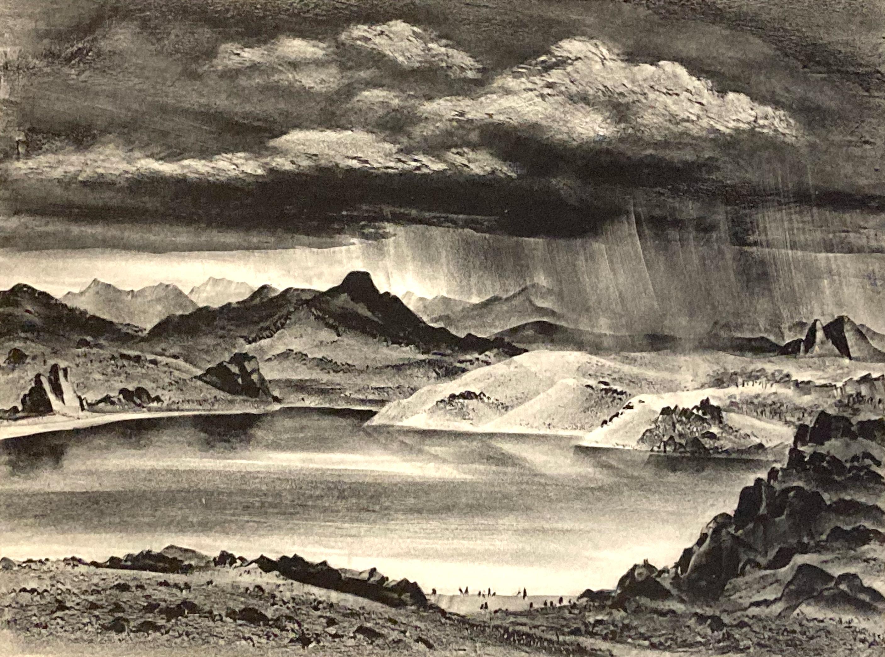 Adolf Dehn, Lake Tarryall, 1941 mid-century lithograph of Colorado mountain lake For Sale 2