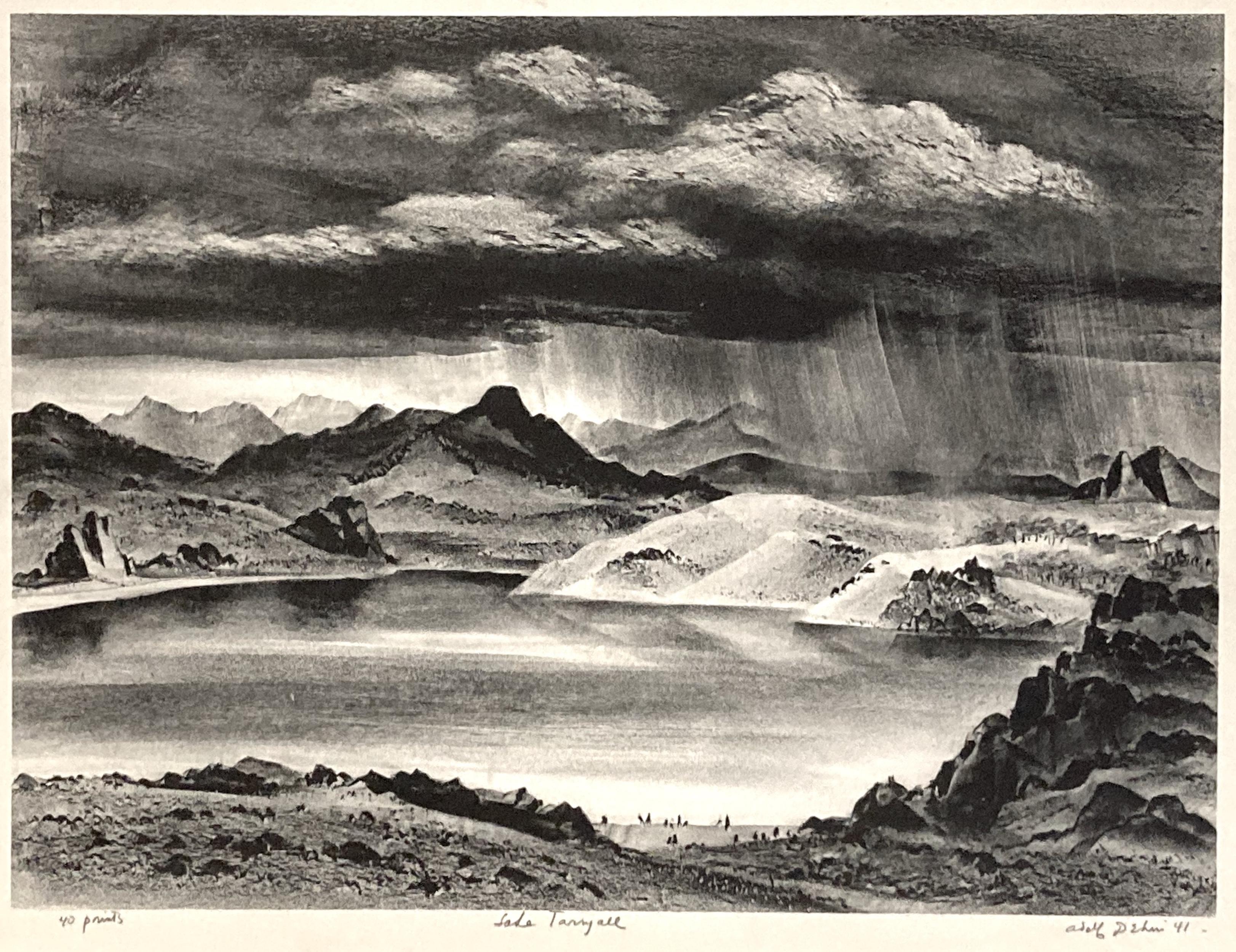 Adolf Dehn, Lago Tarryall, 1941 litografía de mediados de siglo de un lago de montaña de Colorado