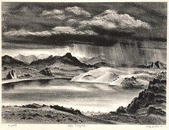 Adolf Dehn, Lago Tarryall, 1941 litografía de mediados de siglo de un lago de montaña de Colorado