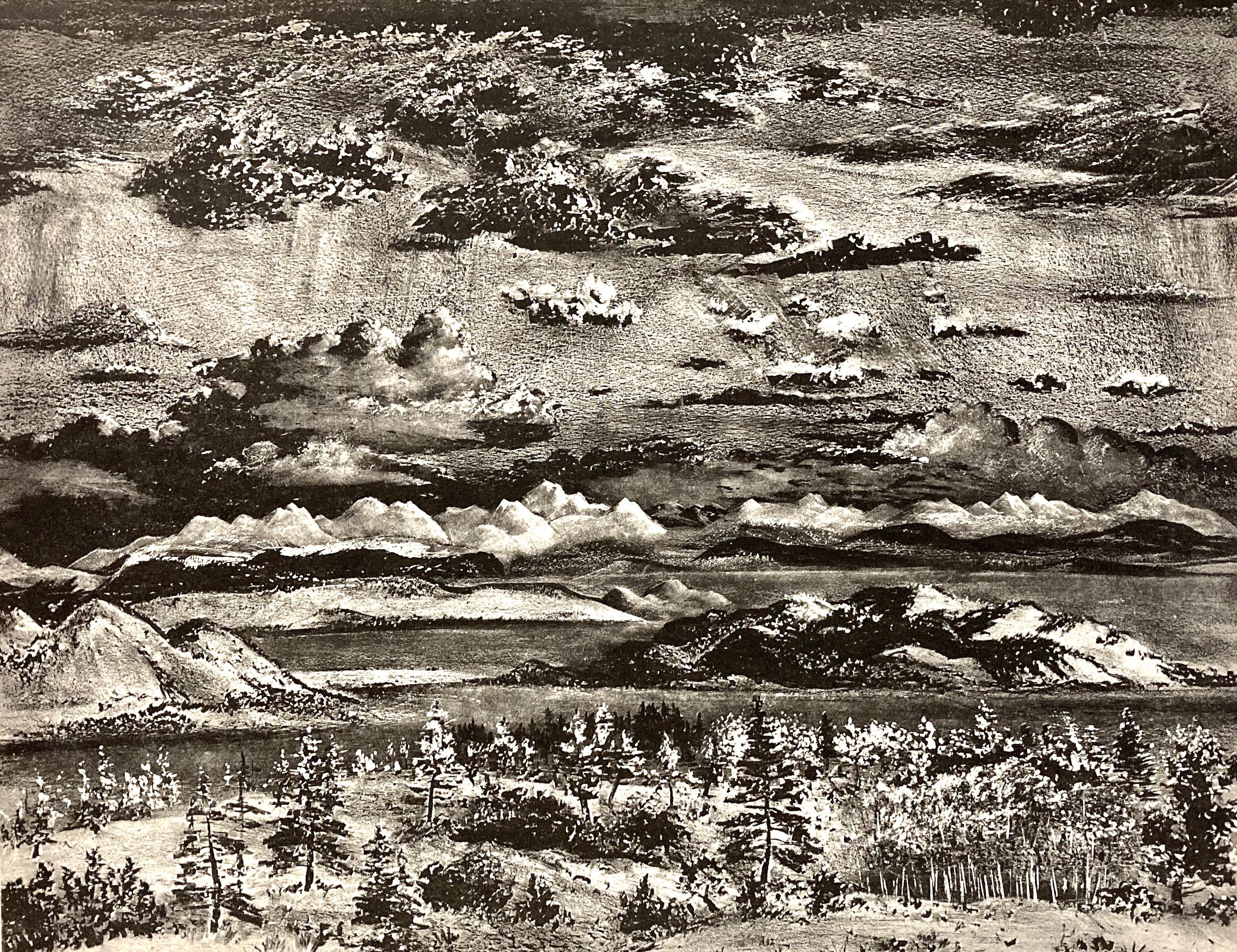 Adolf Dehn, Moon Over South Park, 1949, lithographie du Colorado datant du milieu du siècle. en vente 2