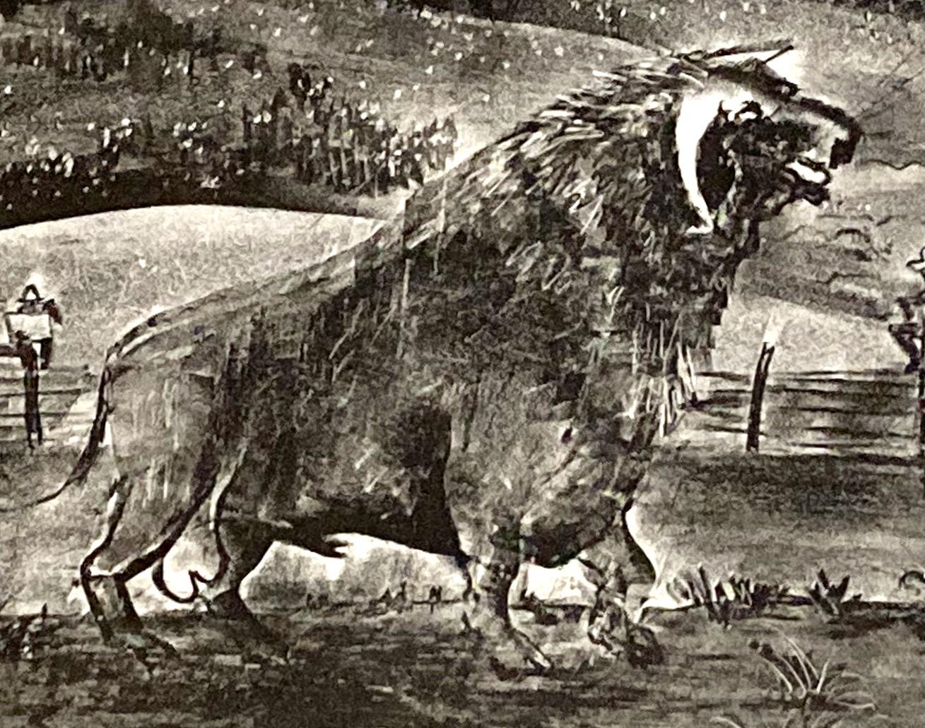 Adolf Dehn, El artista y el toro, 1940, litografía autorretrato, Colorado en venta 2