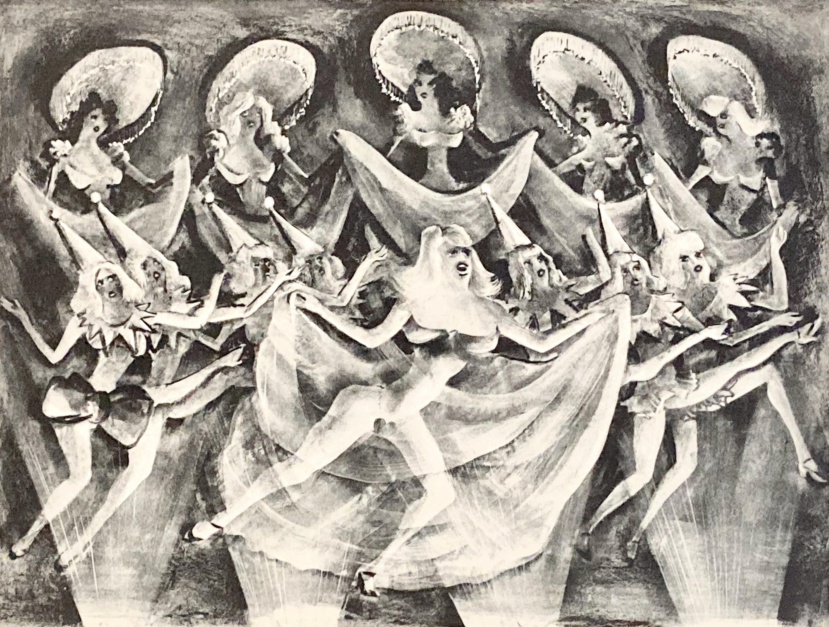 Adolf Dehn, Les filles aux grandes oreilles (Le dernier voile), 1932, lithographie burlesque en vente 2