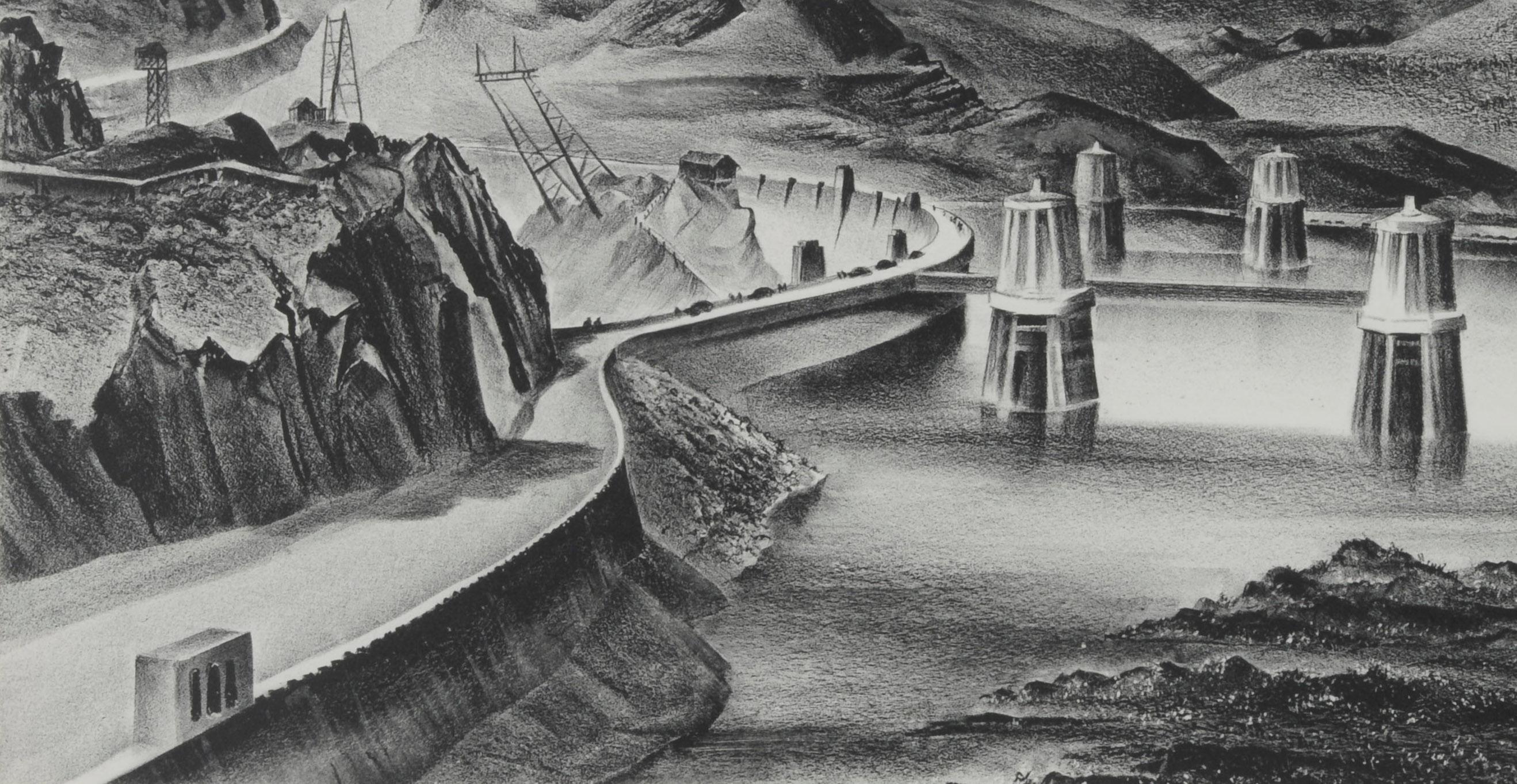 Presa de Boulder - Print moderno estadounidense de Adolf Dehn