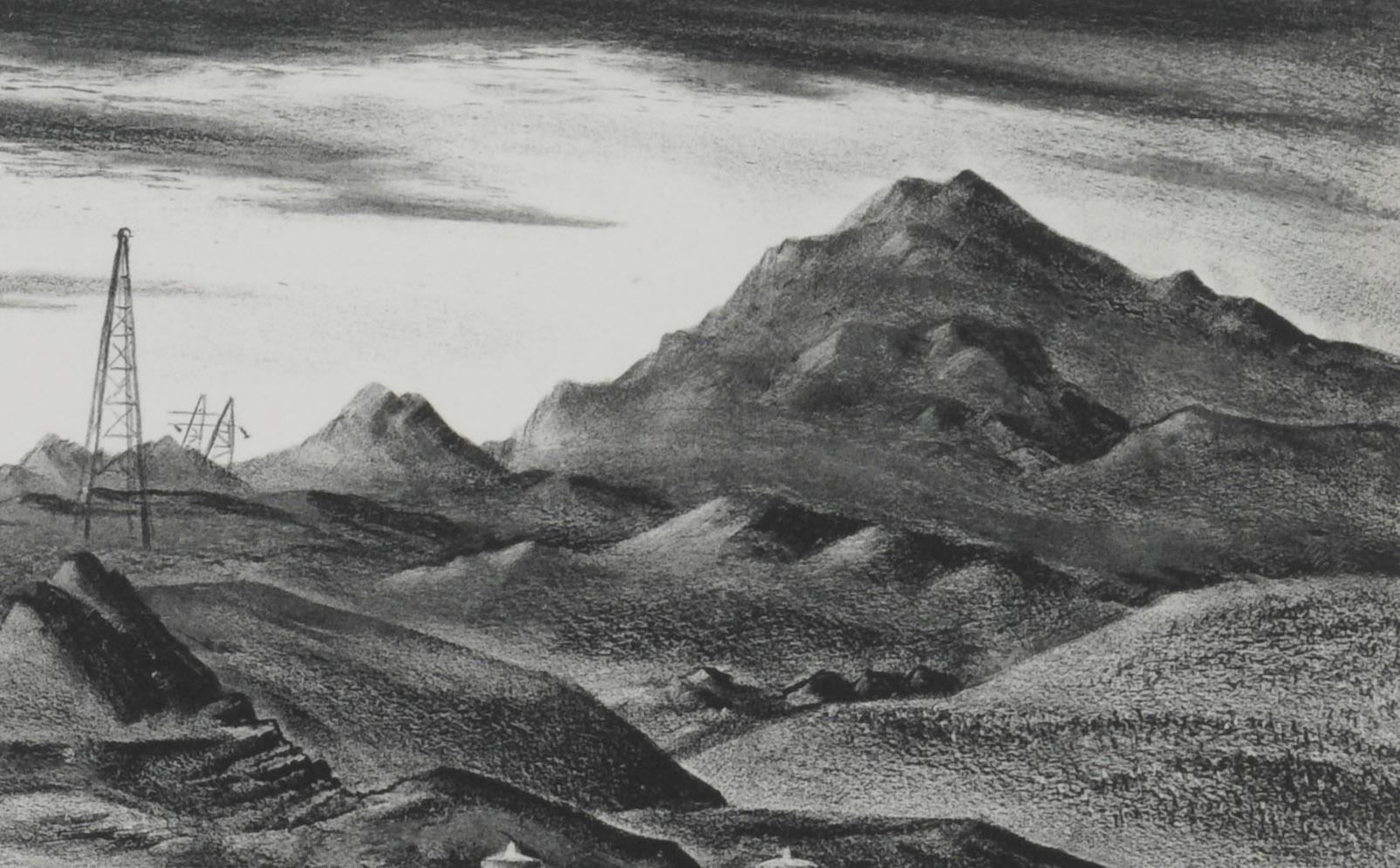Presa de Boulder
Litografía, 1946
Firmado y fechado a lápiz abajo a la derecha (ver foto)
Titulado a lápiz abajo a la izquierda (ver foto)
Impreso por Lawrence Barrett, Colorado Springs
Edición de 40 ó 50 impresiones
Referencia: Lumsdaine y