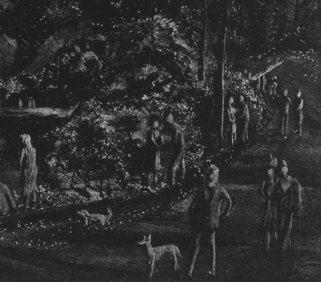 Noche en Central Park - Print moderno estadounidense de Adolf Dehn