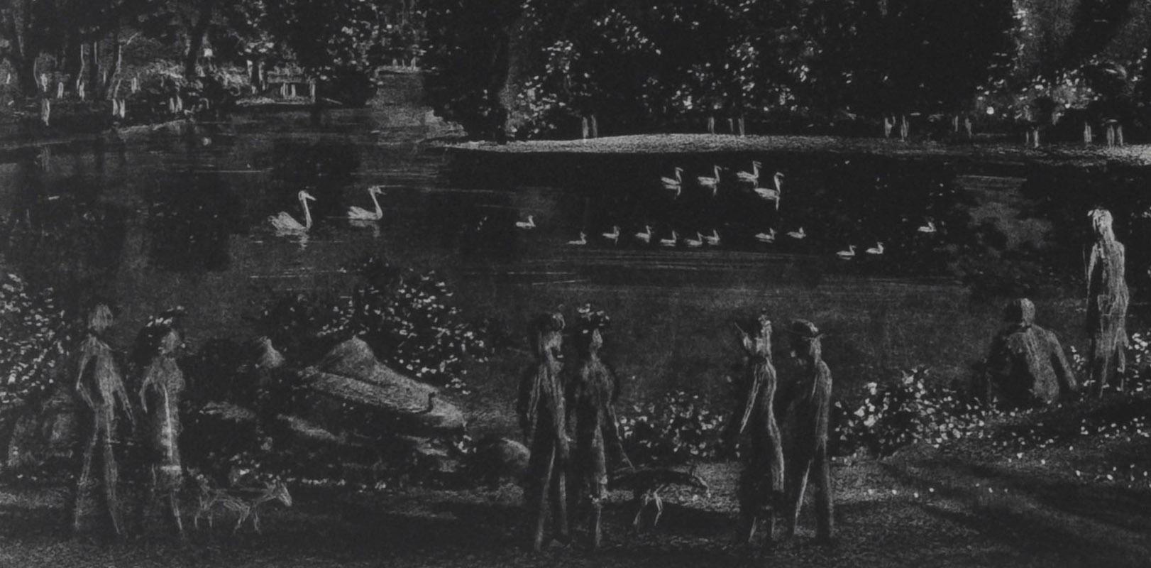 Noche en Central Park - Landscape Print Negro de Adolf Dehn