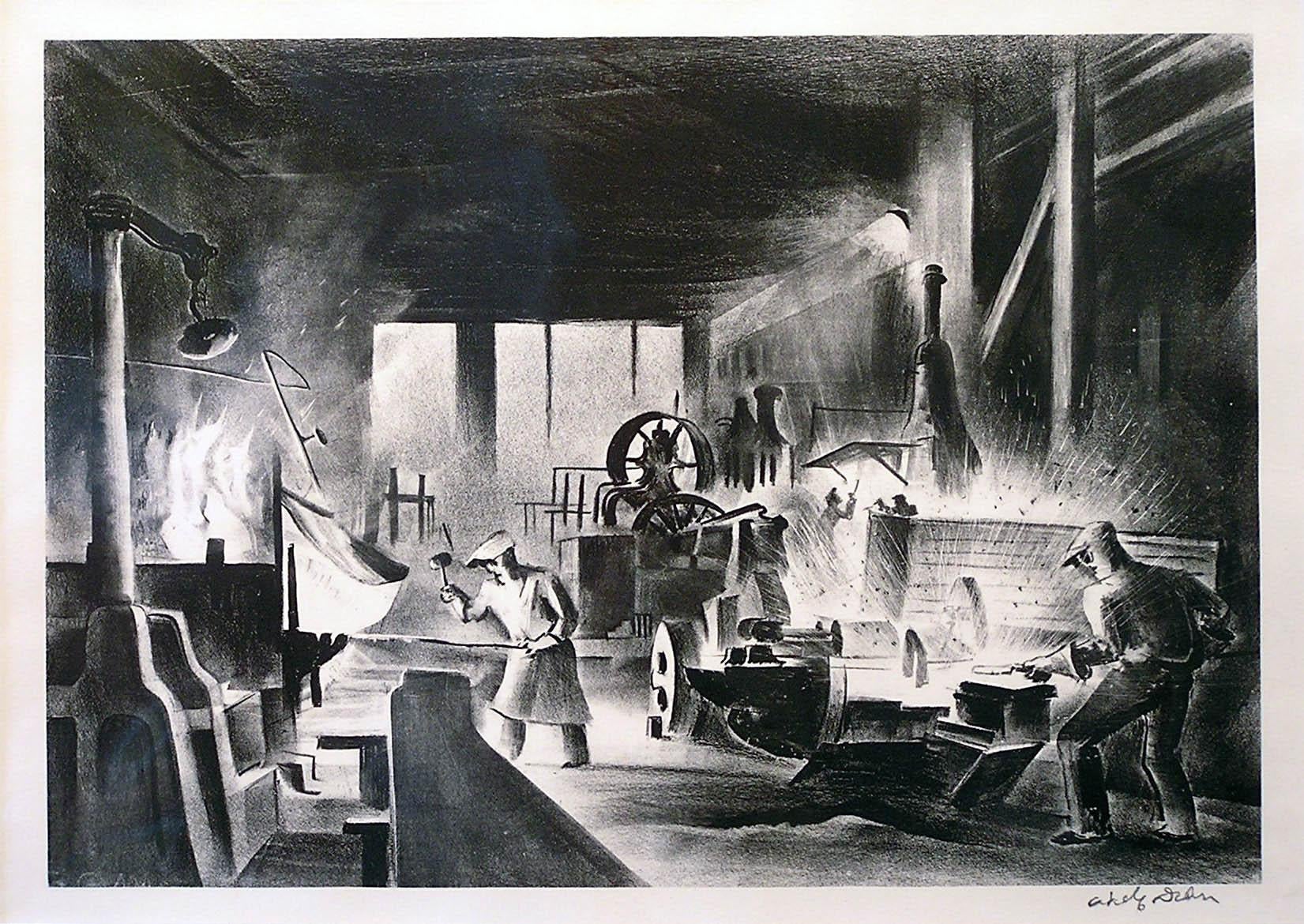 Adolf Dehn Interior Print - Hot Saw