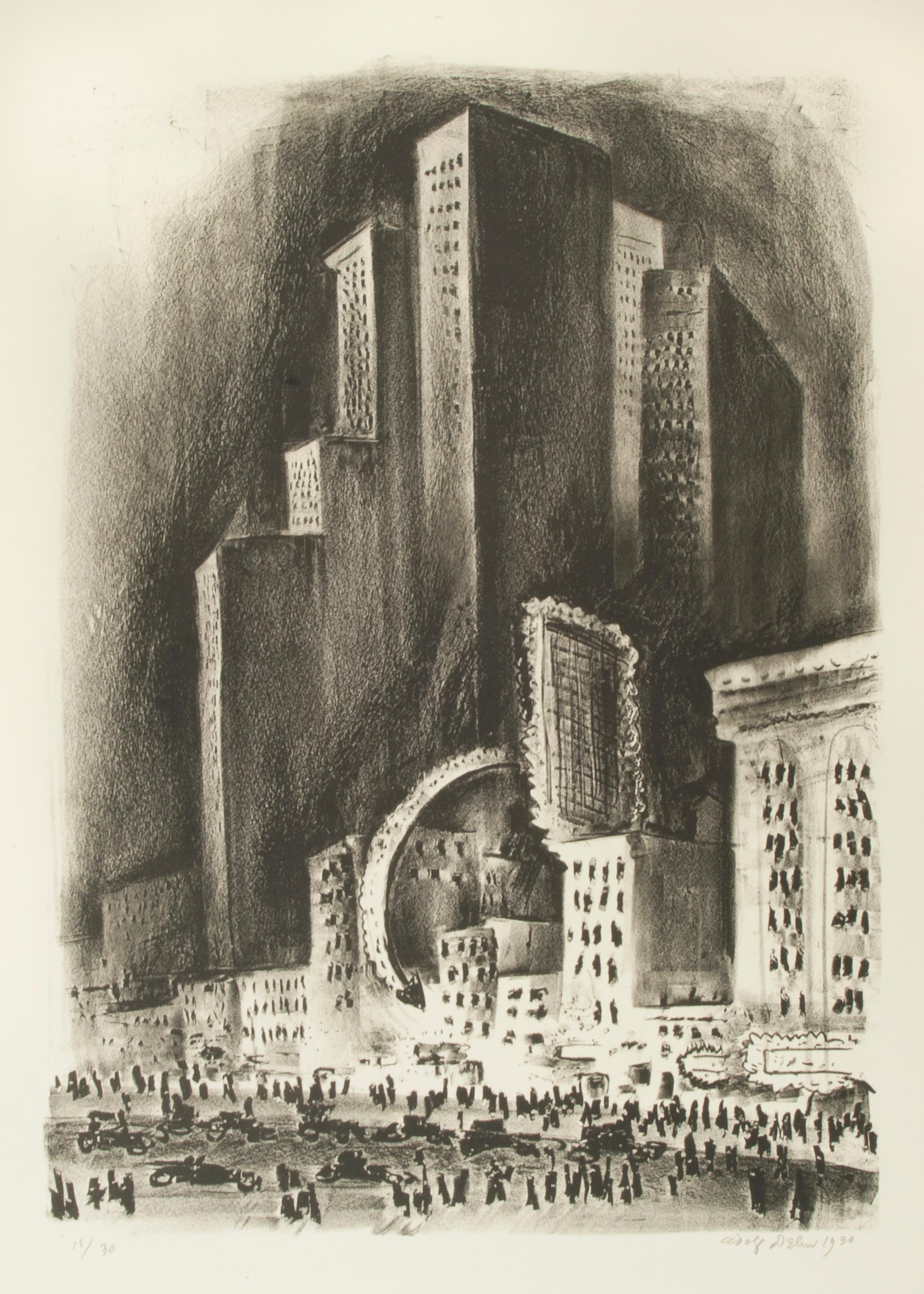 Adolf Dehn Landscape Print - New York Night