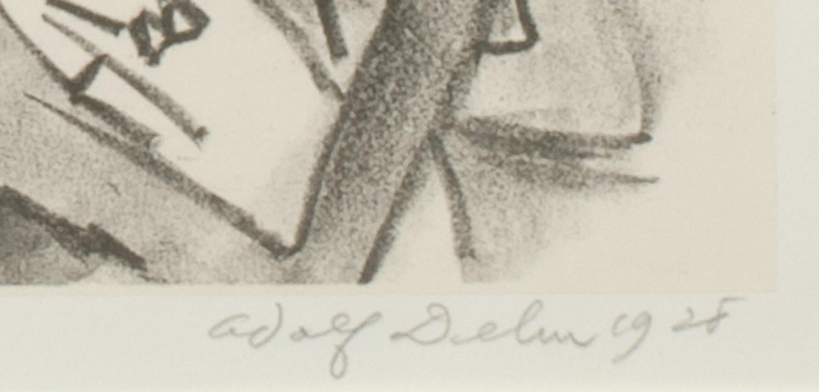 Orchestra (oder Musik) (Beige), Figurative Print, von Adolf Dehn
