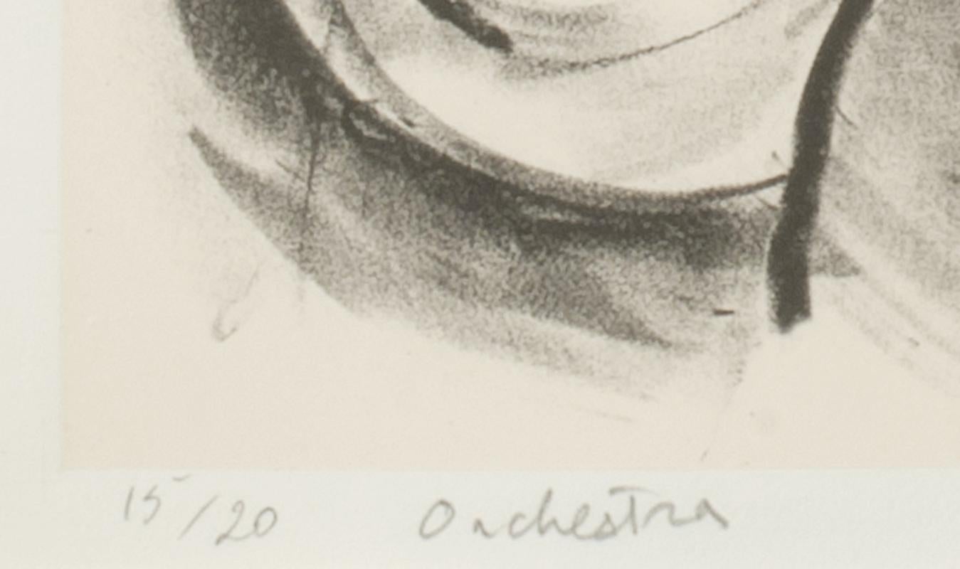 Orchester (oder Musik)
Lithographie, 1928
Signiert, betitelt und nummeriert mit Bleistift
Auflage: 30
Dieser Druck ist nummeriert 15/30
Gedruckt bei Edmond Desjobert, Paris
Zustand: Ausgezeichnet
Provenienz: Nachlass des Künstlers
Referenz: