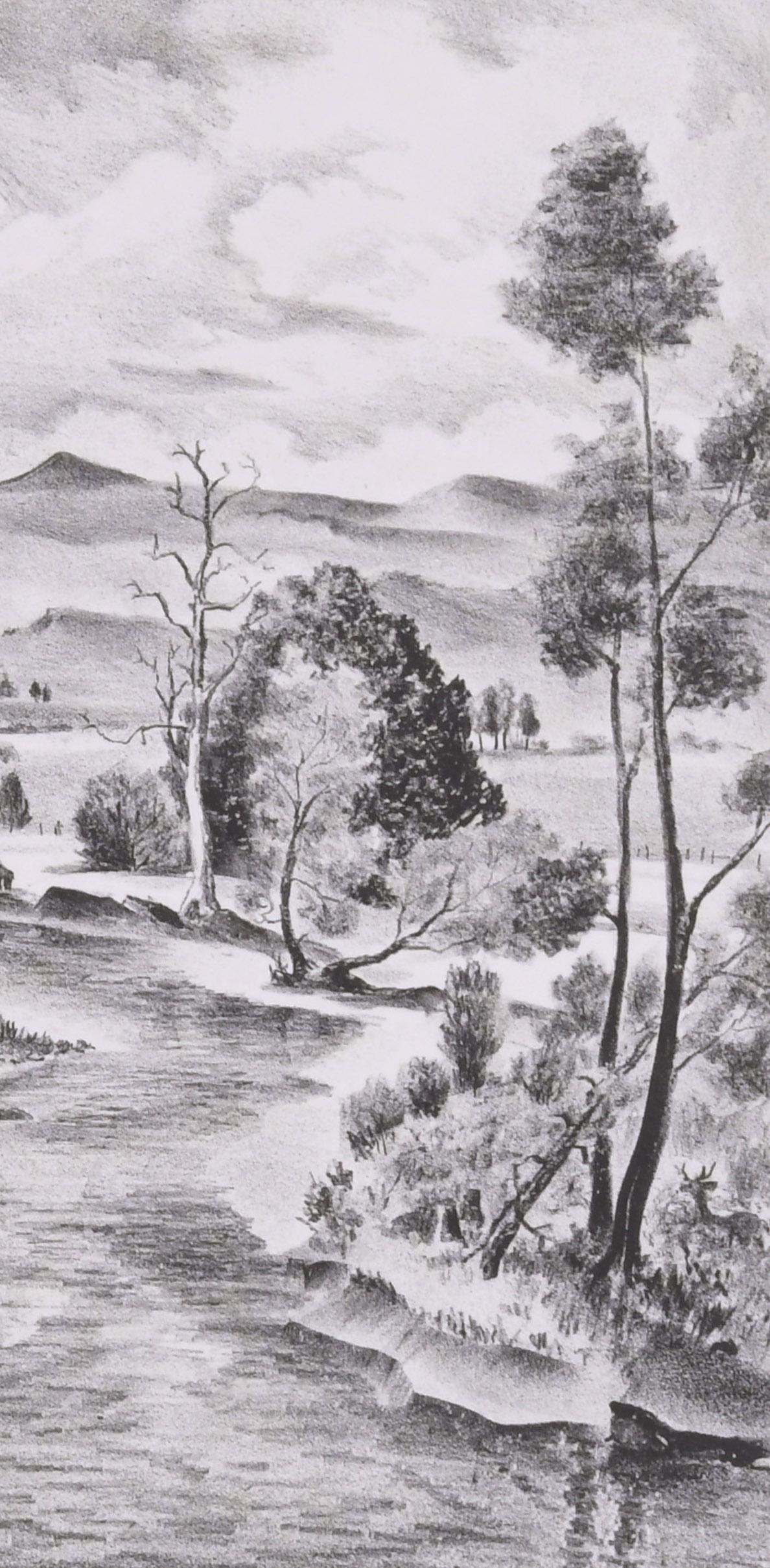 Trout Fishing on the Gunnison (Colorado)
Lithograph, 1941
Signed and dated '42 in pencil lower right
Annotated lower left:
