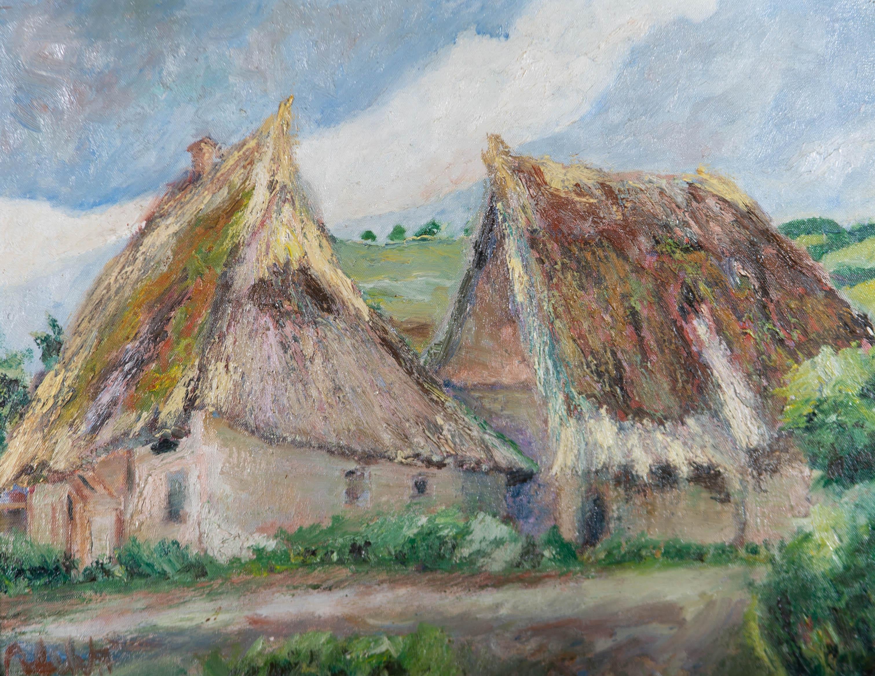 Adolf Fehr (1886-1964) - Óleo de mediados del siglo XX, Cabañas alpinas en venta 2