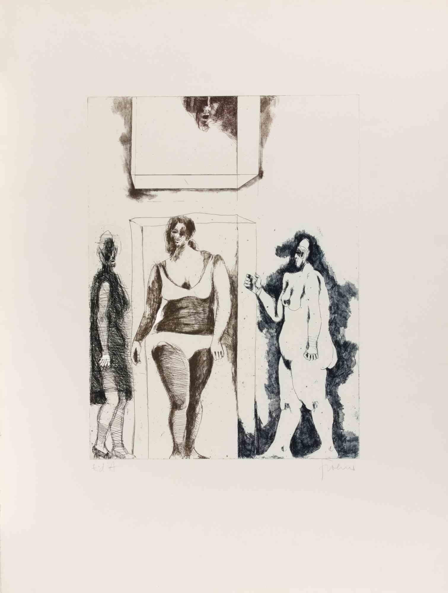 One is Above - Etching by Adolf Frohner - 1971