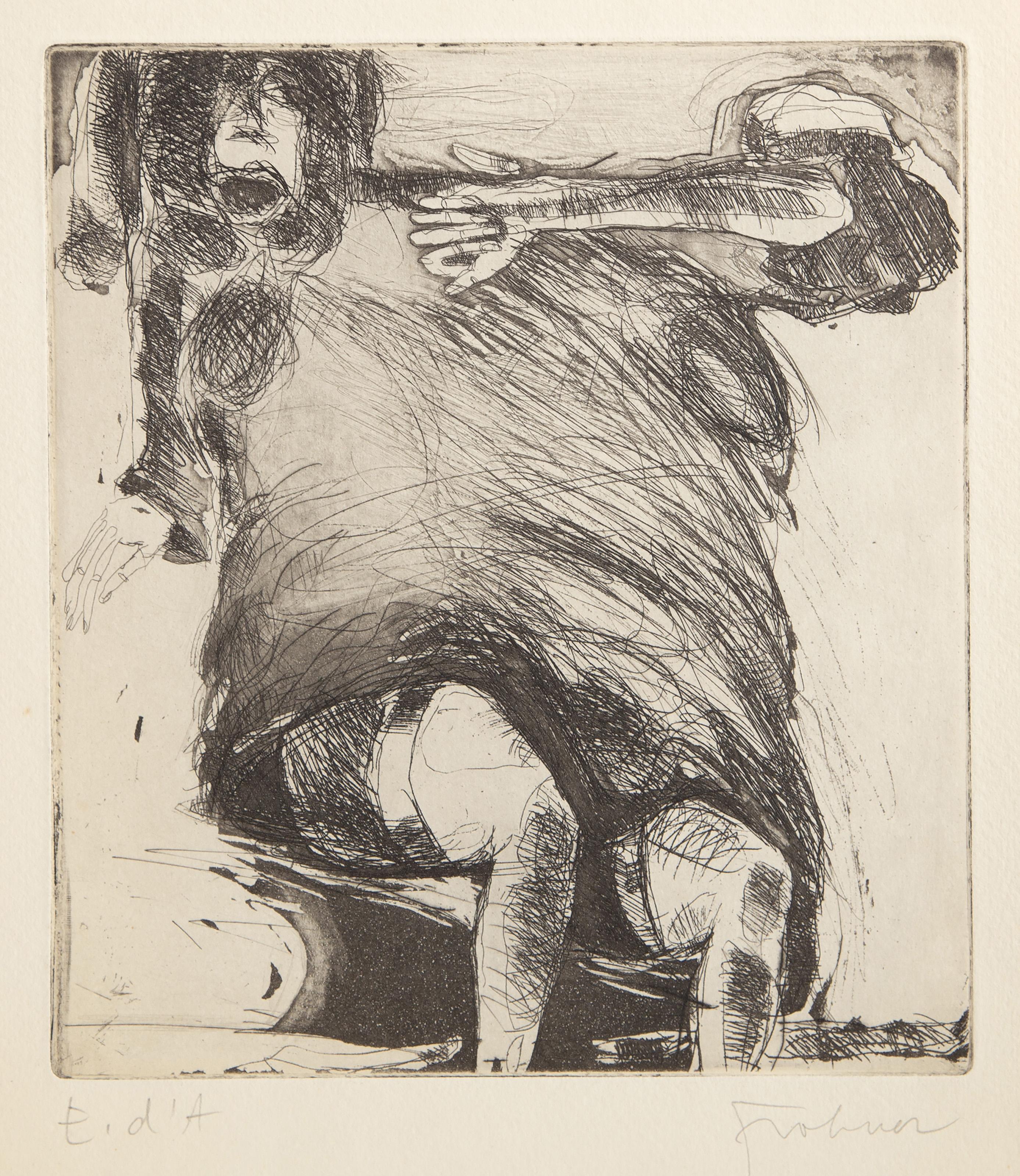  Adolf Frohner, Österreicher (1934 - 2007) -  Frau, Jahr: circa 1978, Medium: Radierung, mit Bleistift signiert und nummeriert, Auflage: E.D.A, Bildgröße: 7,75 x 7 Zoll, Größe: 11,5 x 8,5 Zoll (29,21 x 21,59 cm)