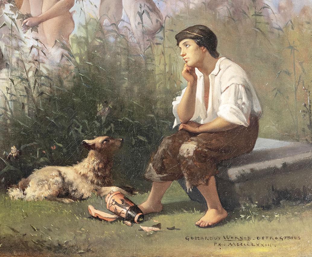 Le rêve brisé - Figurative Painting Marrone di ADOLF GUDFAST WERNER 
