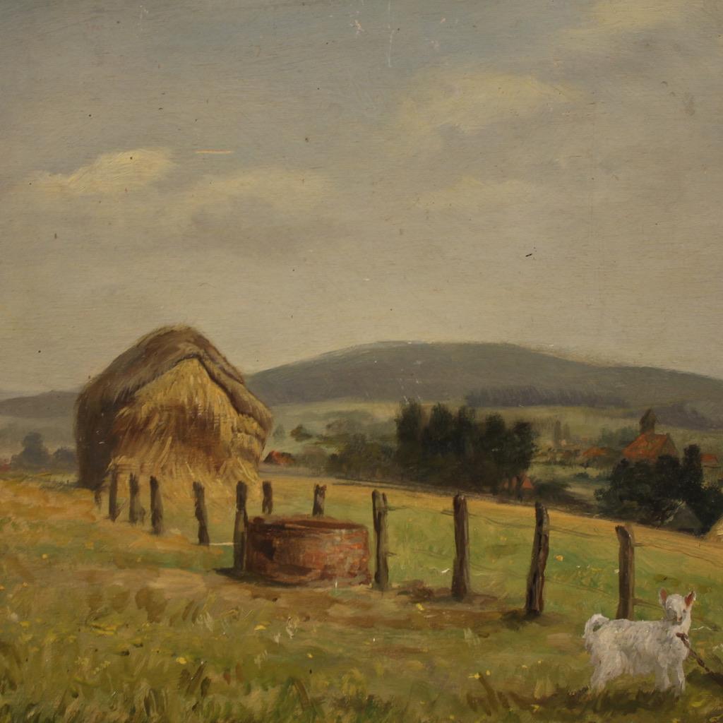 20th Century Oil on Board Dutch Signed Landscape Painting, 1935 For Sale 11