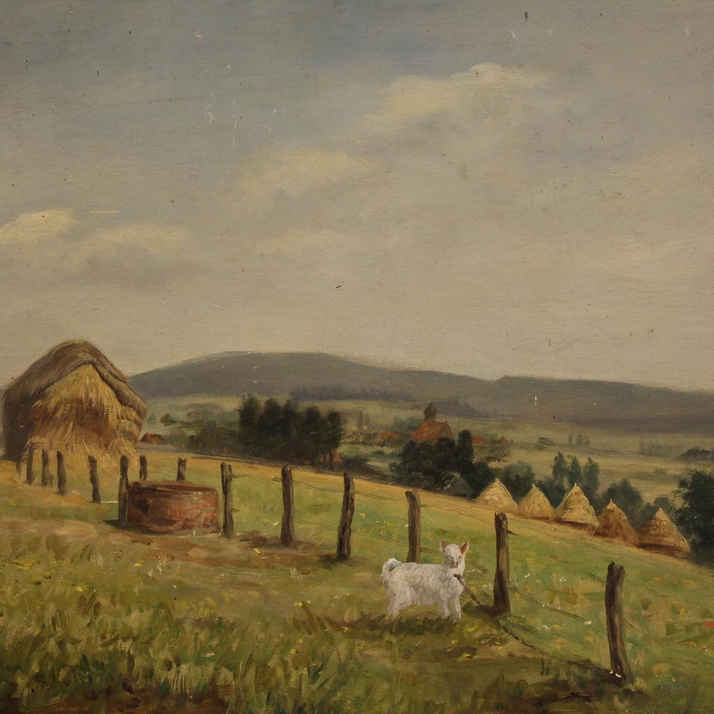 20th Century Oil on Board Dutch Signed Landscape Painting, 1935 For Sale 1