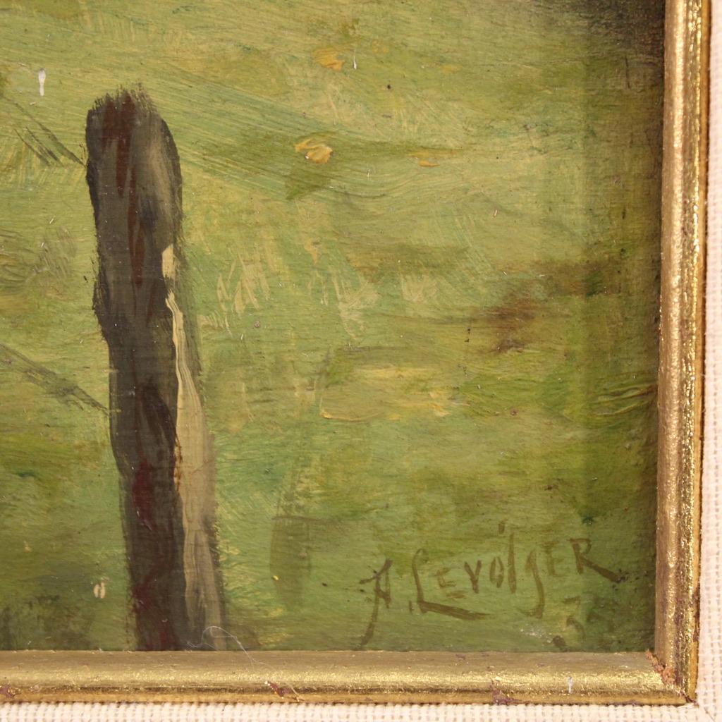 20th Century Oil on Board Dutch Signed Landscape Painting, 1935 For Sale 4