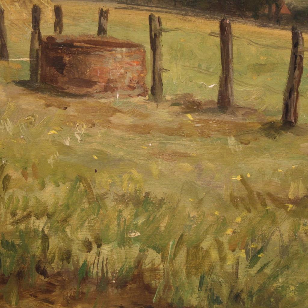 20th Century Oil on Board Dutch Signed Landscape Painting, 1935 For Sale 6