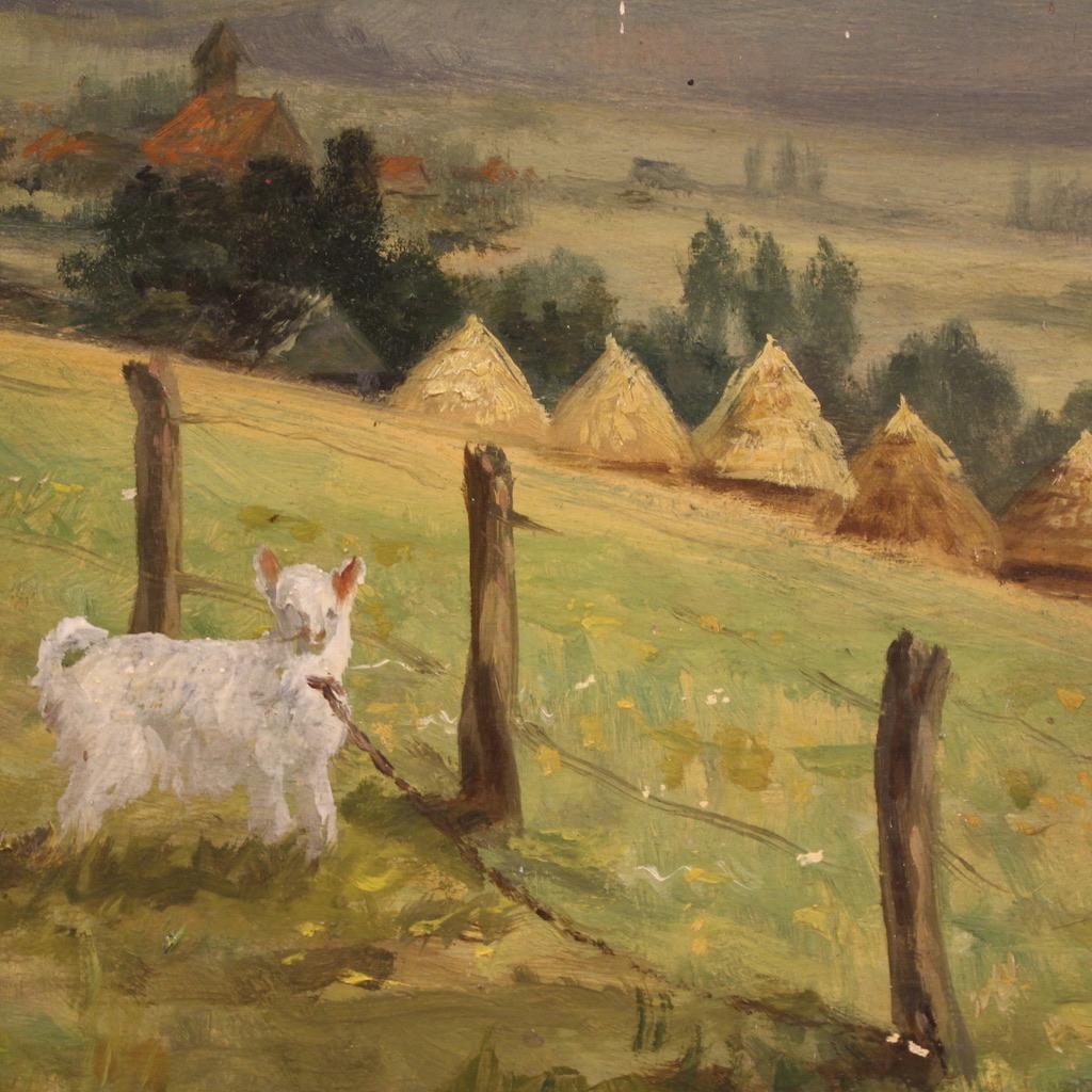 20th Century Oil on Board Dutch Signed Landscape Painting, 1935 For Sale 8