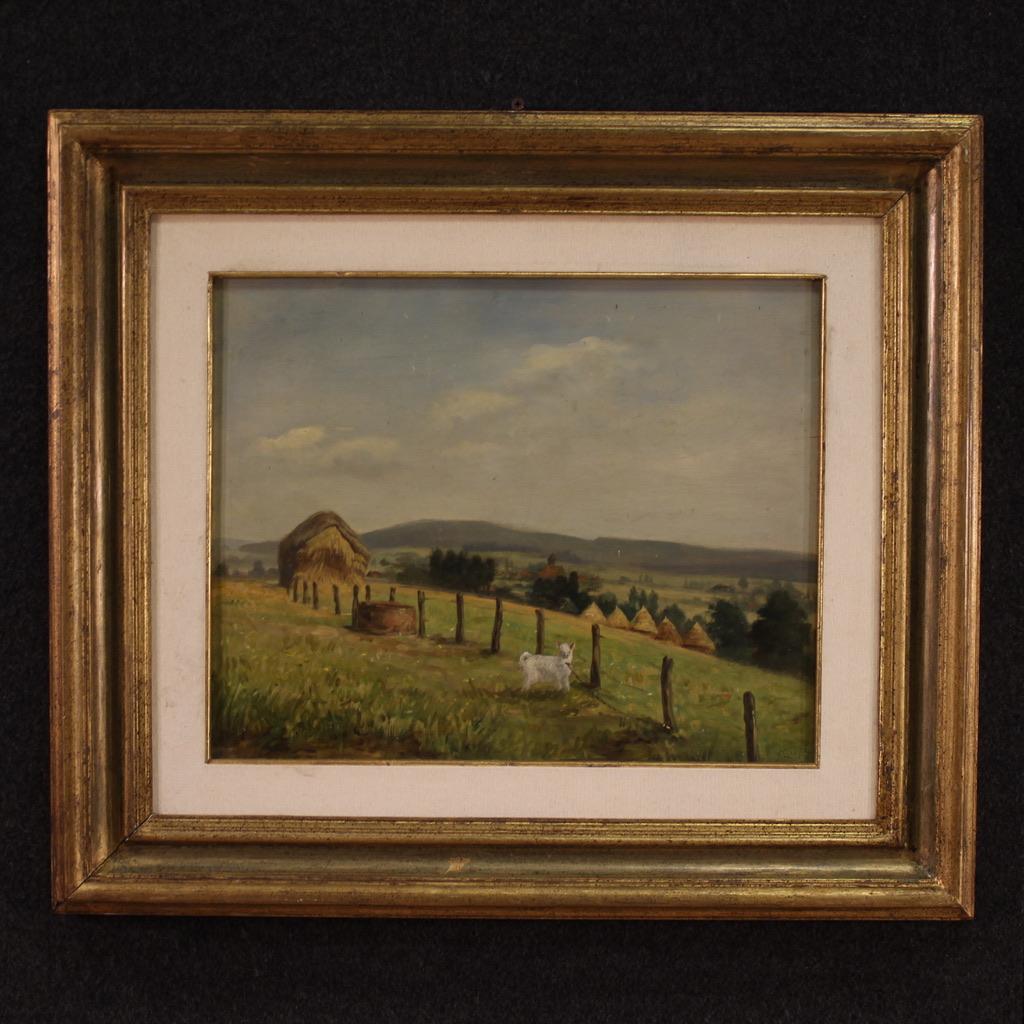 20th Century Oil on Board Dutch Signed Landscape Painting, 1935
