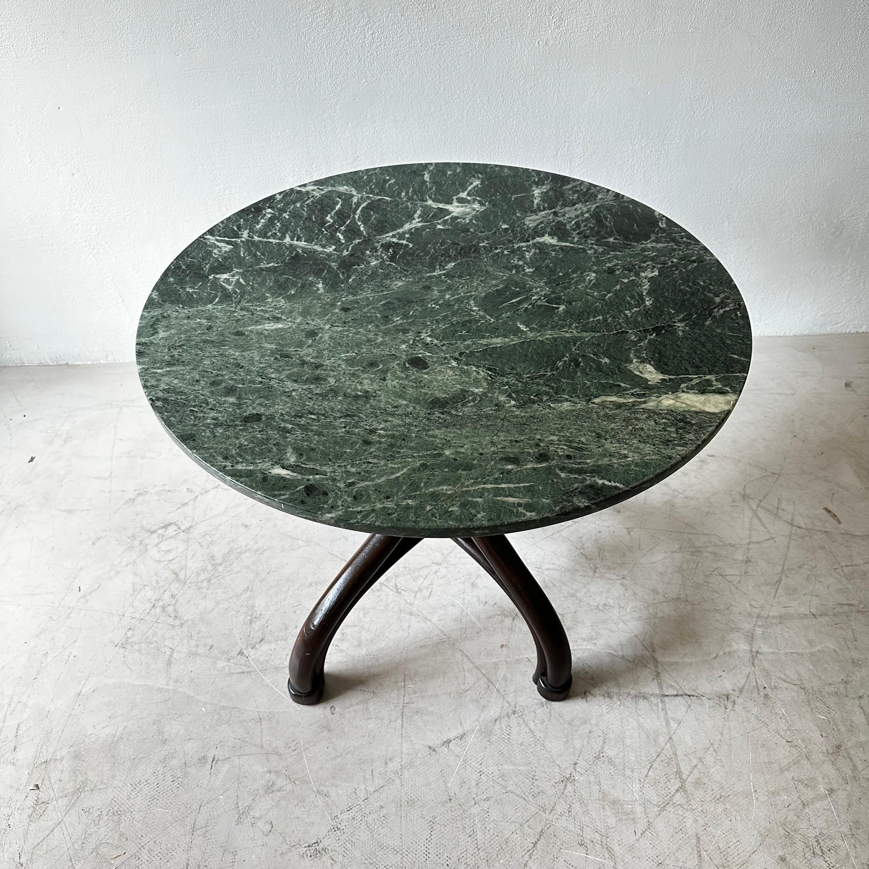 Austrian Adolf Loos Cafe Museum Center Hall Table with Green Marble Top, Austria 1910 For Sale