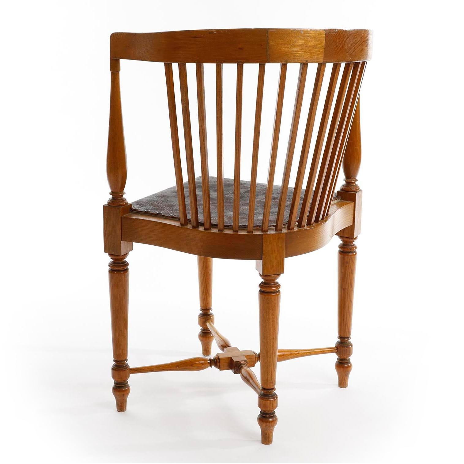 Early 20th Century Adolf Loos Corner Chair, F.O. Schmidt, Oak Wood Leather, Jugendstil, 1898-1900 For Sale