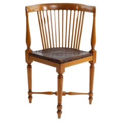 Adolf Loos Corner Chair, F.O. Schmidt, Oak Wood Leather, Jugendstil, 1898-1900