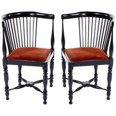 Adolf Loos Corner Chairs, F.O. Schmidt, Velvet Wood, Jugendstil, 1898-1900, Pair