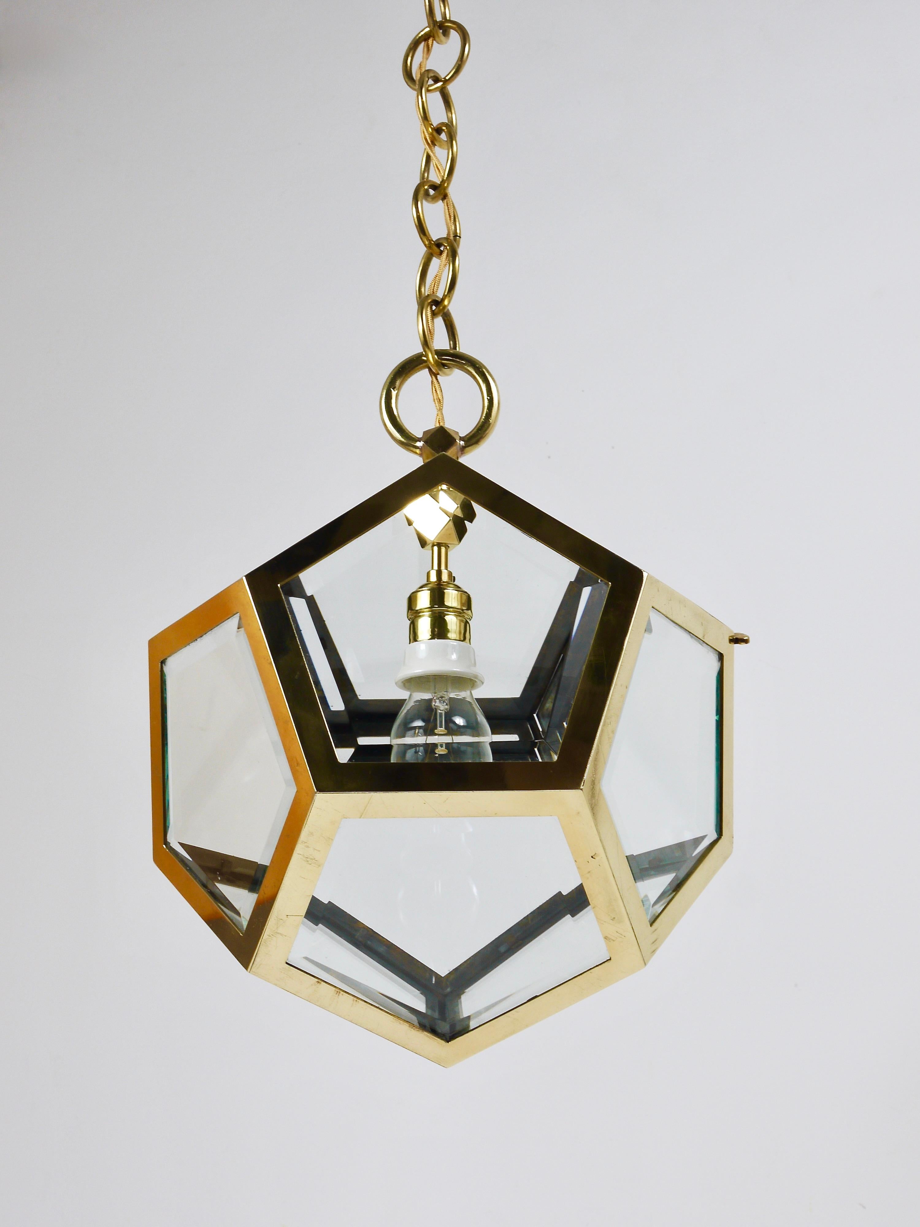 Ottone Lampadario a sospensione Adolf Loos Dodekaeder, Friedrich Otto Schmidt, 1900 in vendita