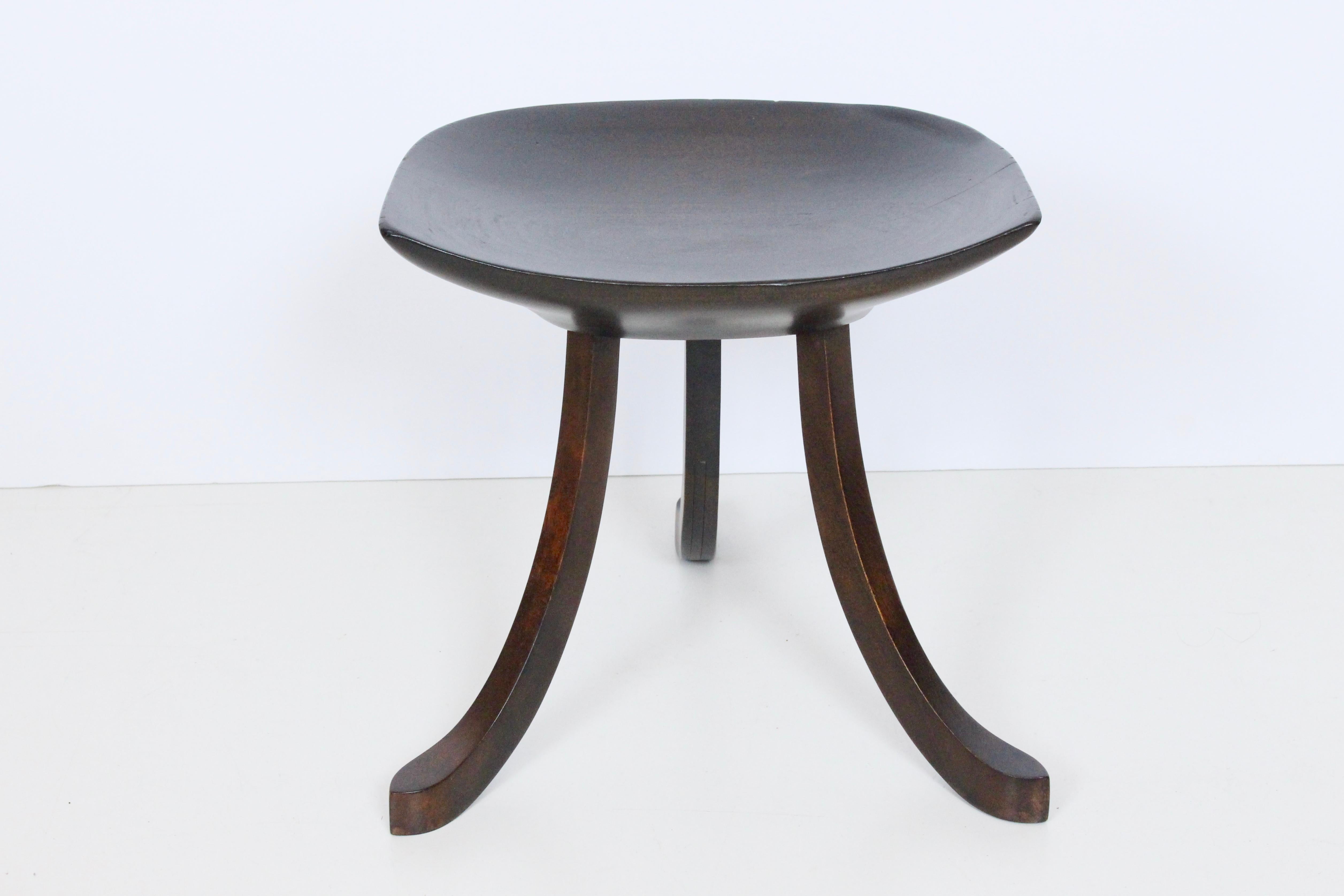 Egyptian Revival Adolf Loos attributed Theban Beechwood Tripod stool, circa 19l5. Featuring a handcrafted splined, tri legged framework, sculpted seat, and beautiful dark Jacobean finish. 


 