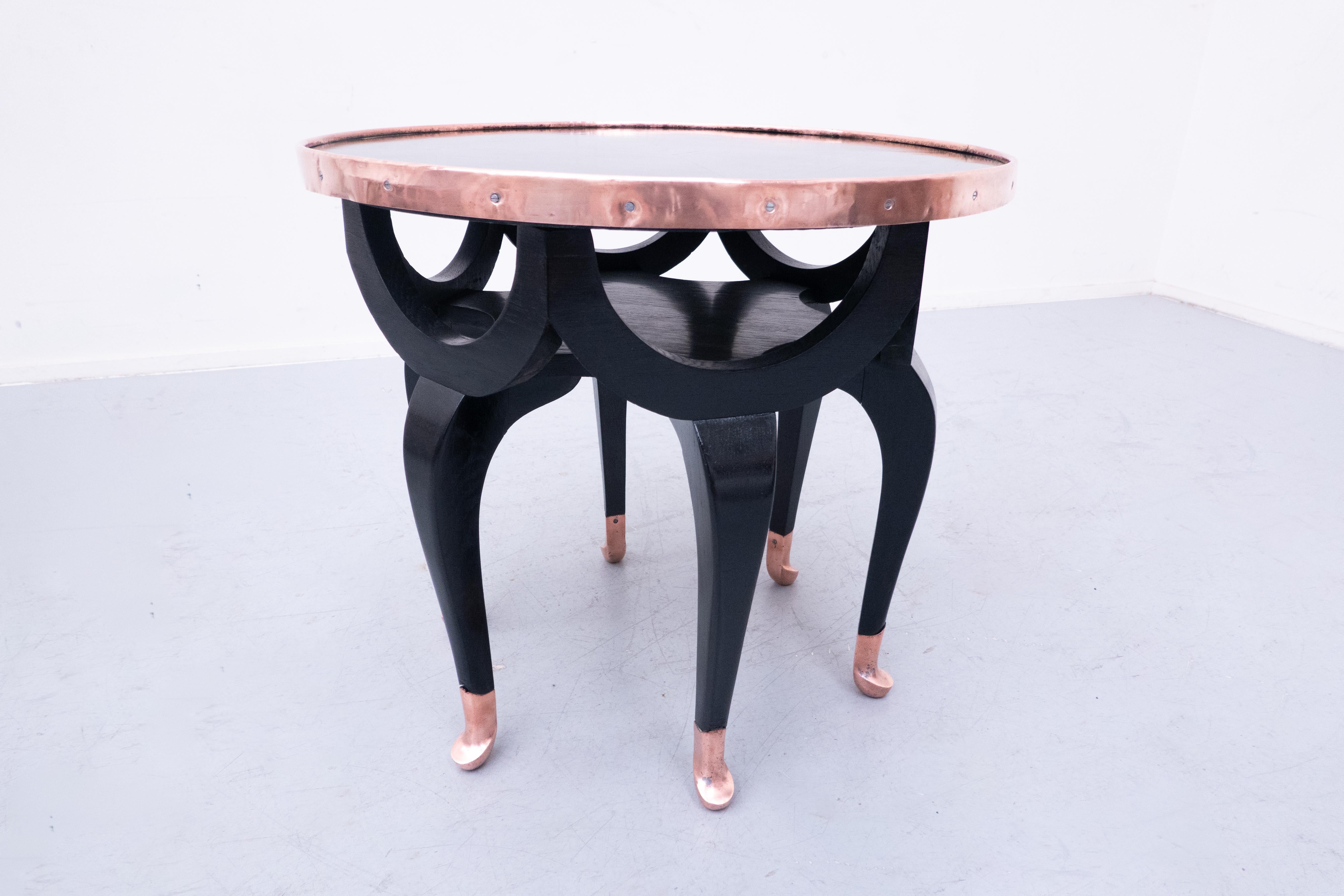 Art Nouveau Adolf Loos Elephant Trunk Table, Wood and Copper, Austria, 1910s For Sale