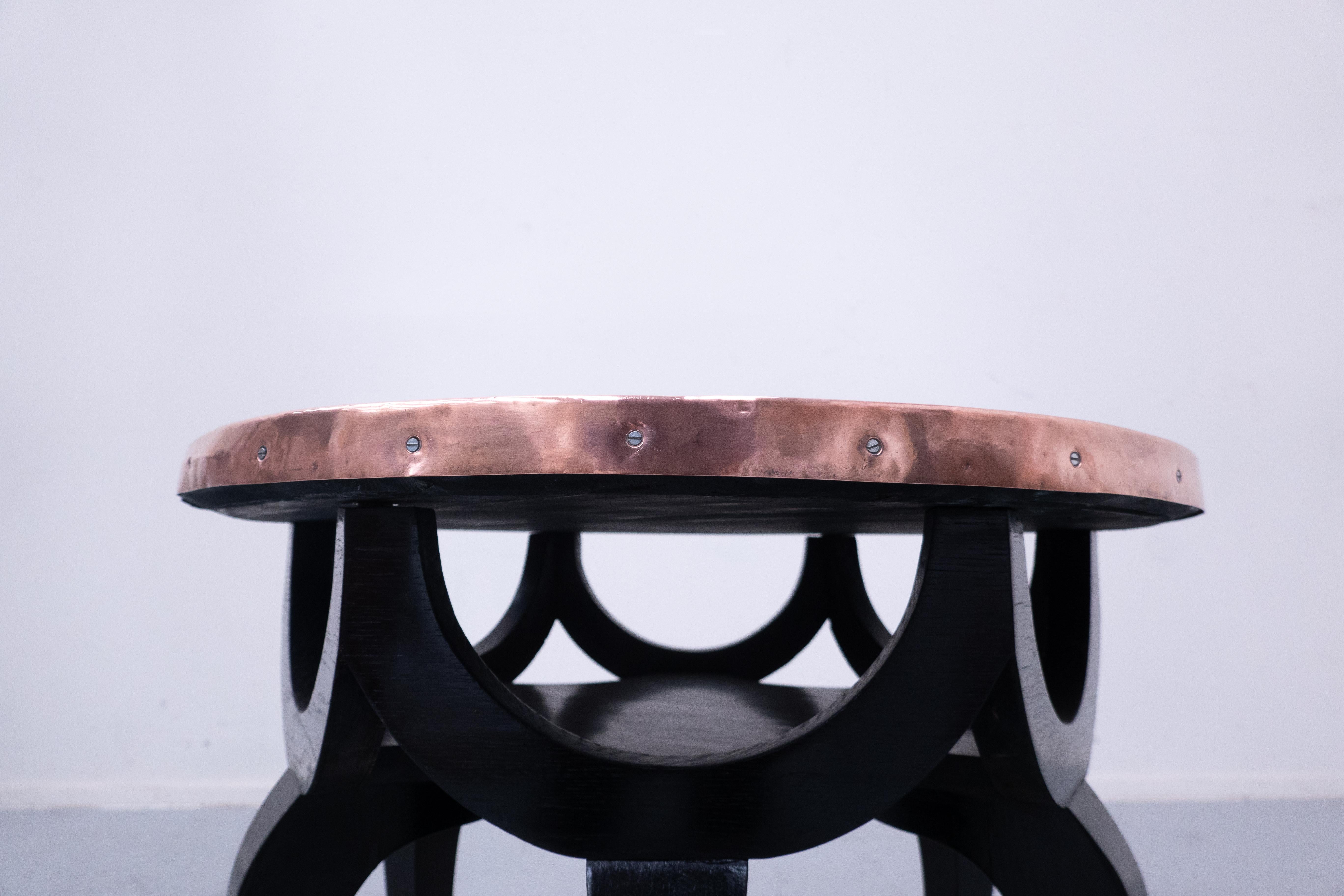 Austrian Adolf Loos Elephant Trunk Table, Wood and Copper, Austria, 1910s For Sale