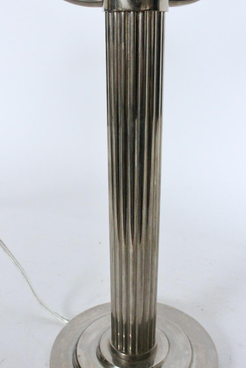 Austrian Adolf Loos for Villa Steiner Nickel Table Lamp with Opaline Shade