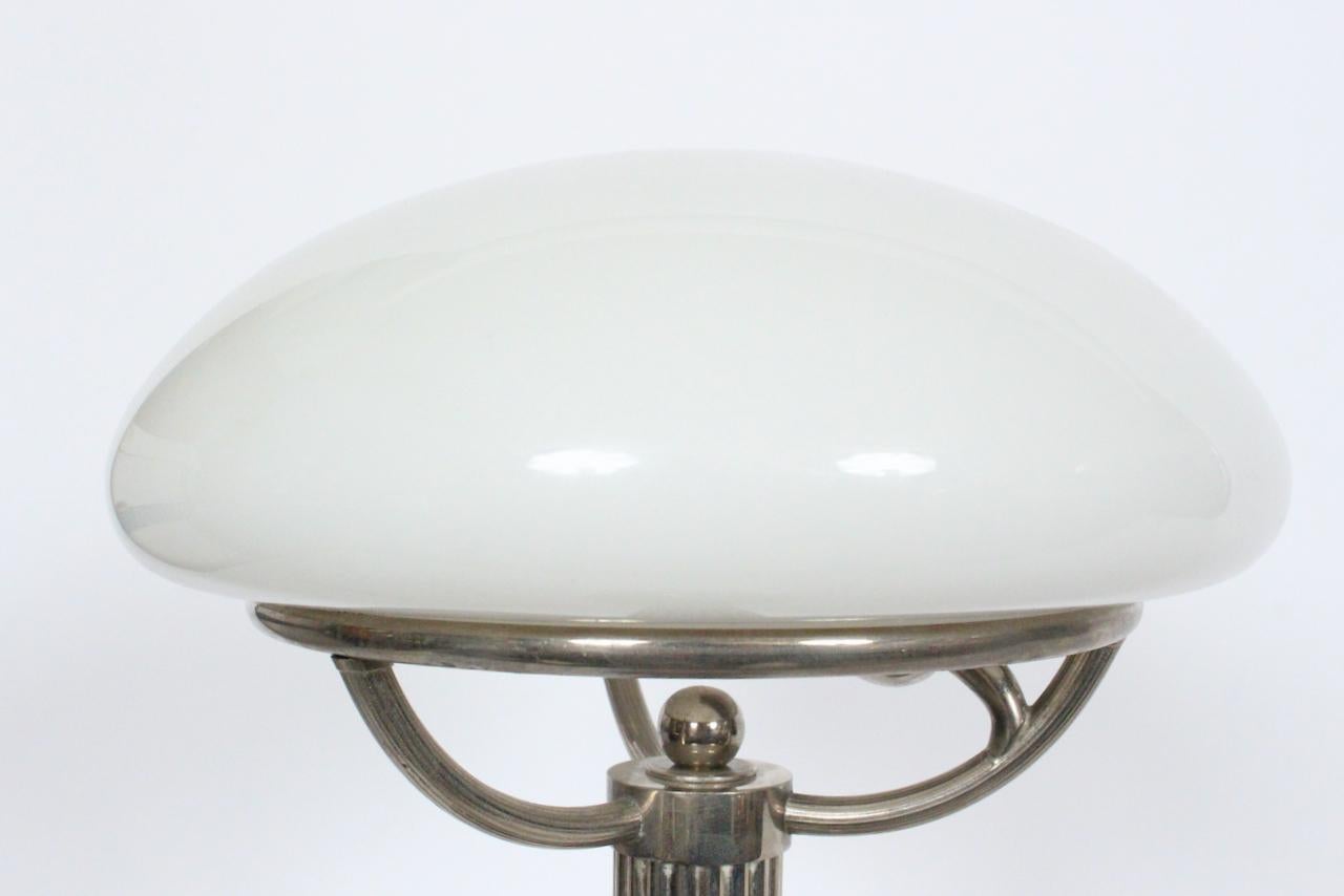 Adolf Loos for Villa Steiner Nickel Table Lamp with Opaline Shade In Good Condition In Bainbridge, NY