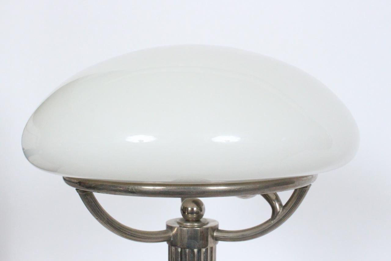 Contemporary Adolf Loos for Villa Steiner Nickel Table Lamp with Opaline Shade