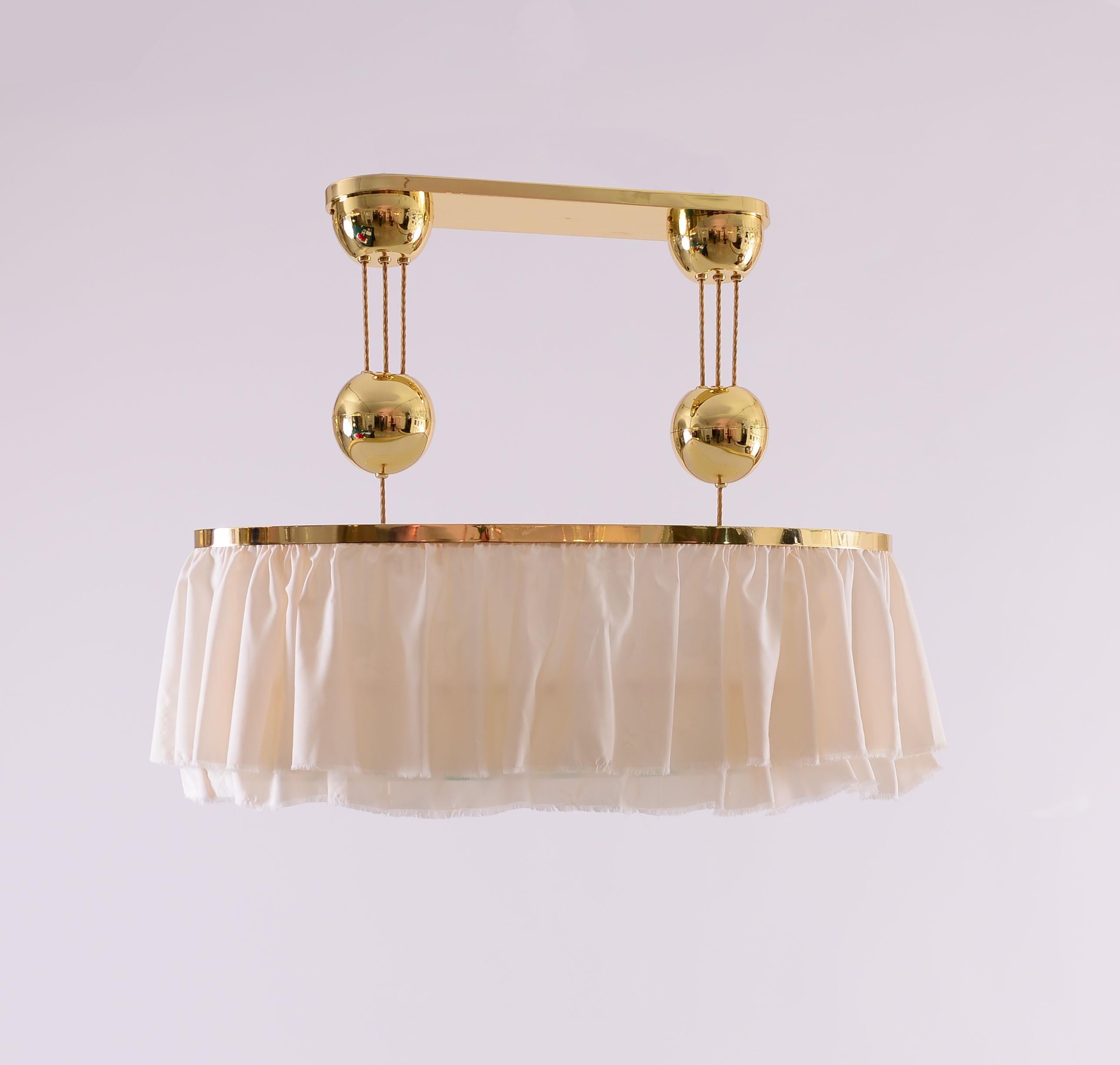 Ottone Lampadario Adolf Loos Jugendstil in ottone e seta 