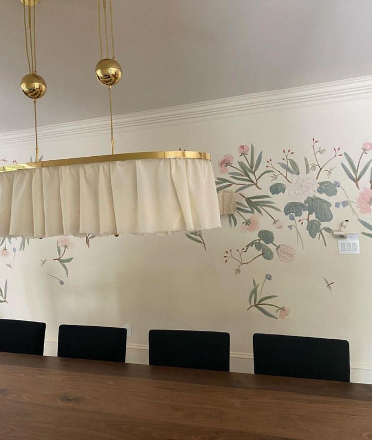 Lampadario Adolf Loos Jugendstil in ottone e seta 